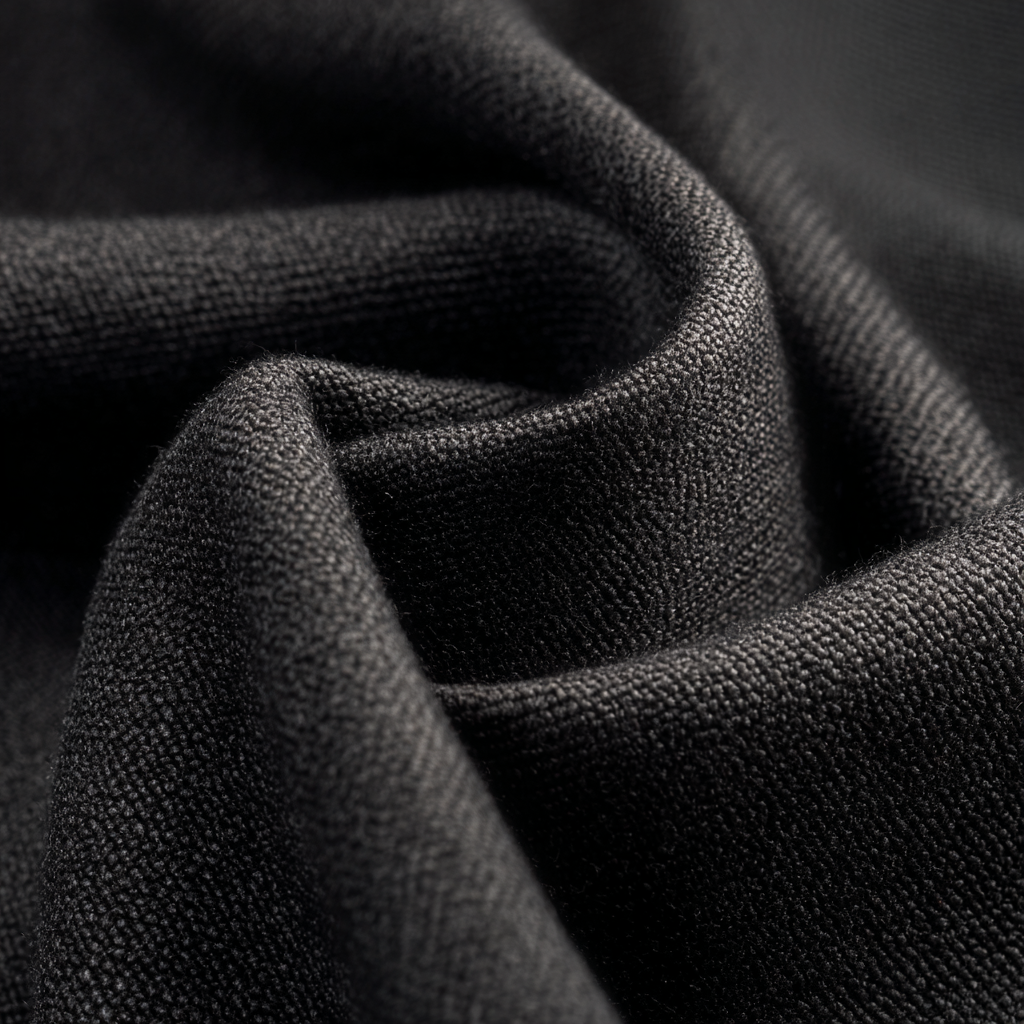 Black Barathea wool fabric swatch