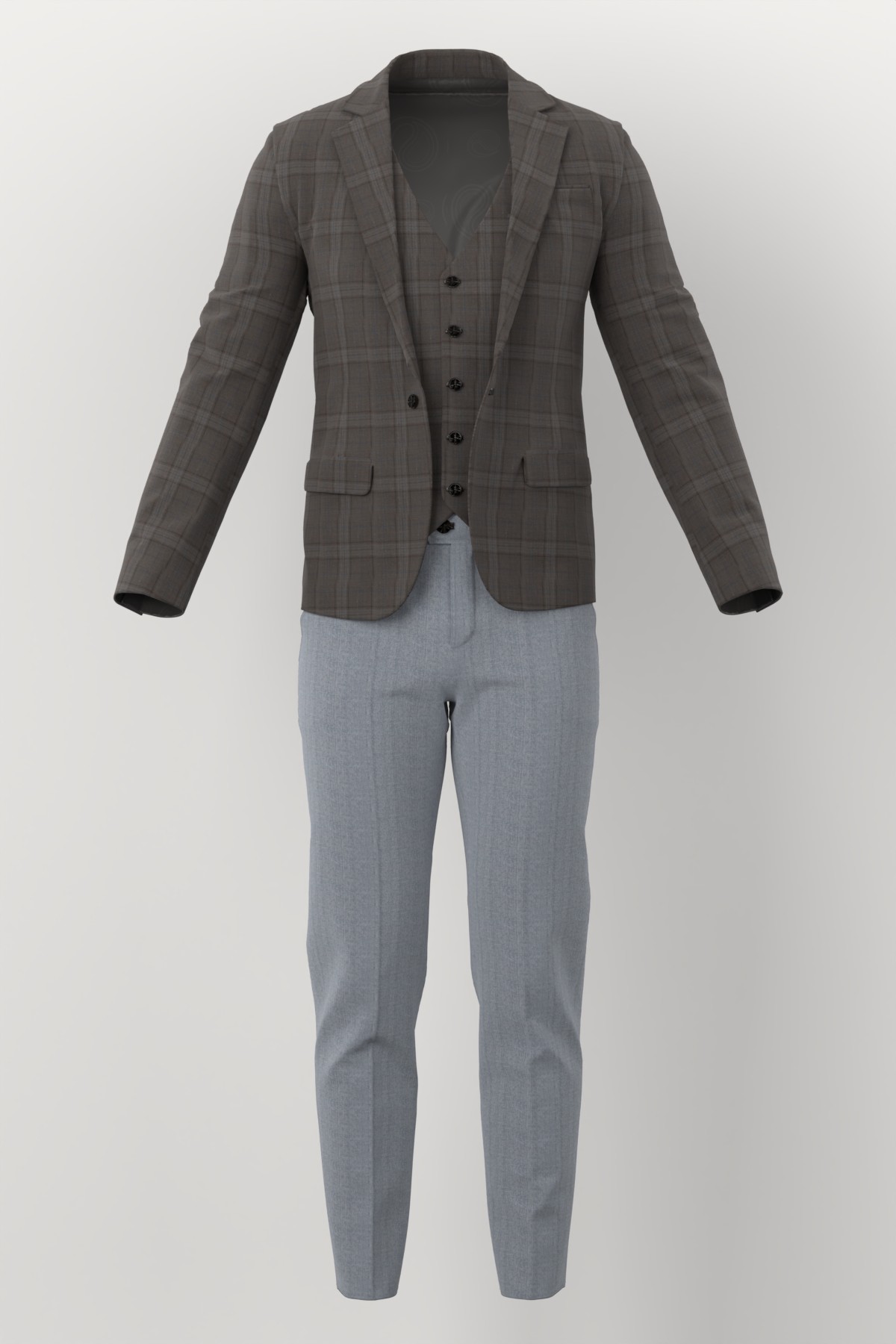 Loro Piana Super 150's Jacketing No. 29891 made up: three-piece suit