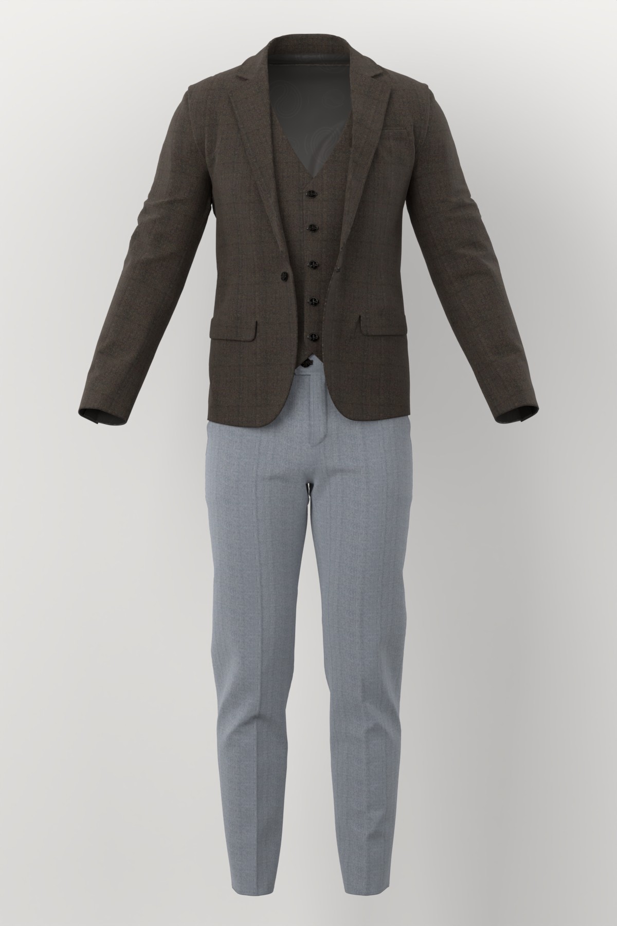 Marzotto Jacketing No. 25736 made up: three-piece suit