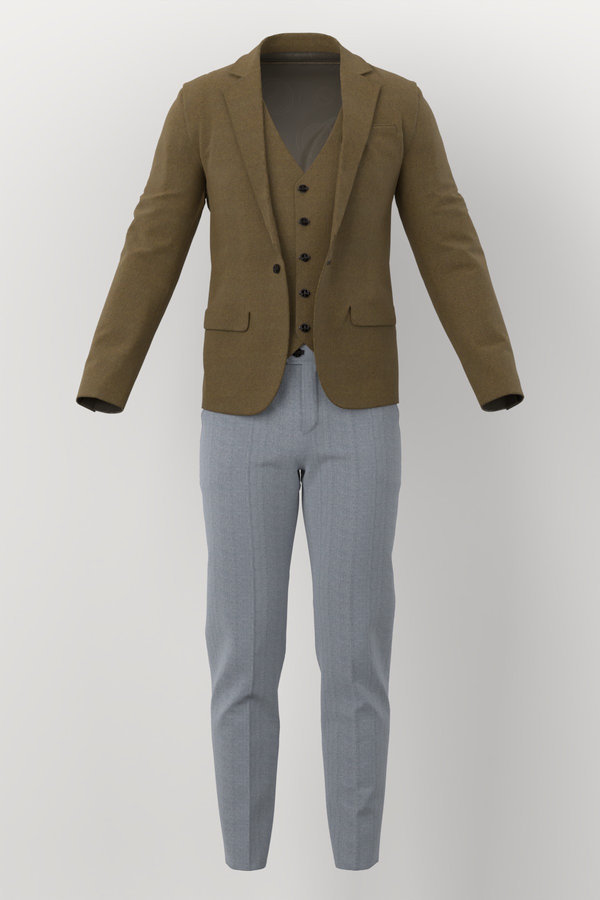 Marzotto Jacketing No. 26232 made up: three-piece suit