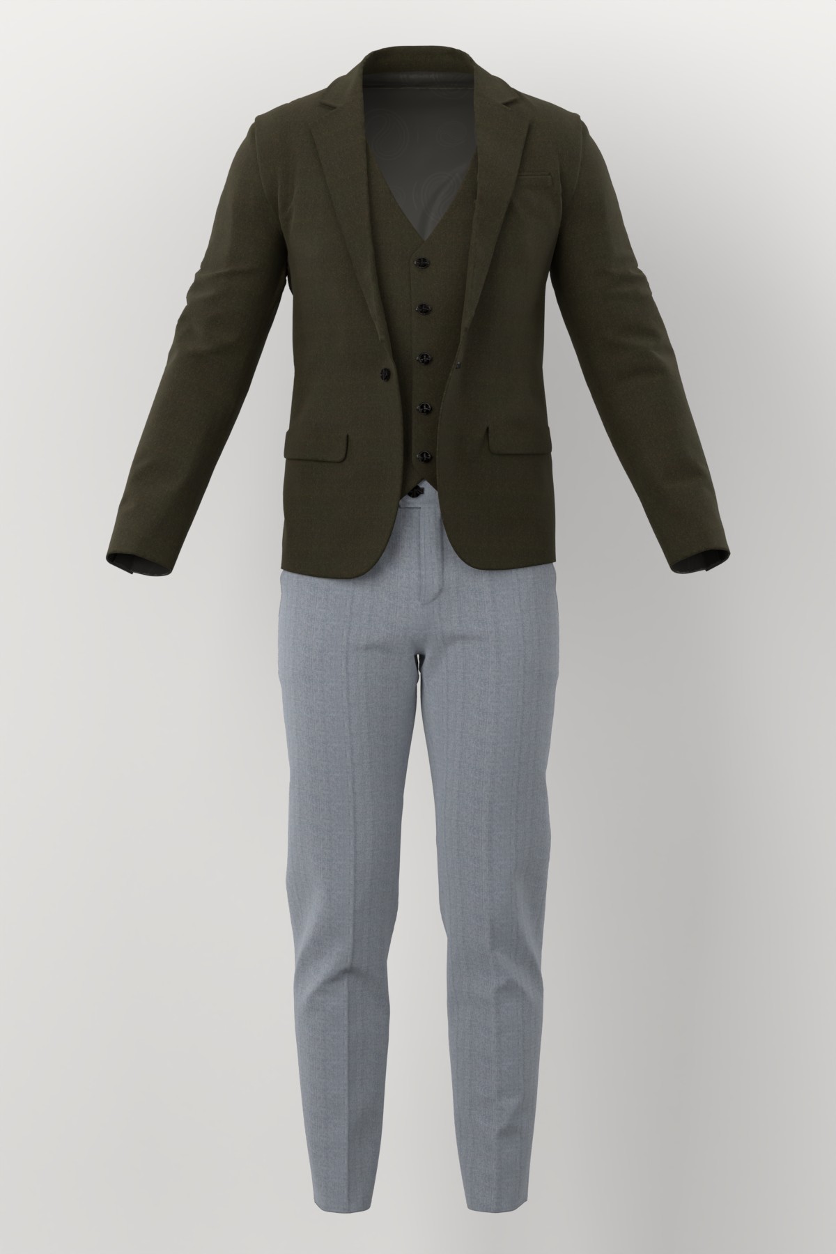 Marzotto Jacketing No. 26233 made up: three-piece suit