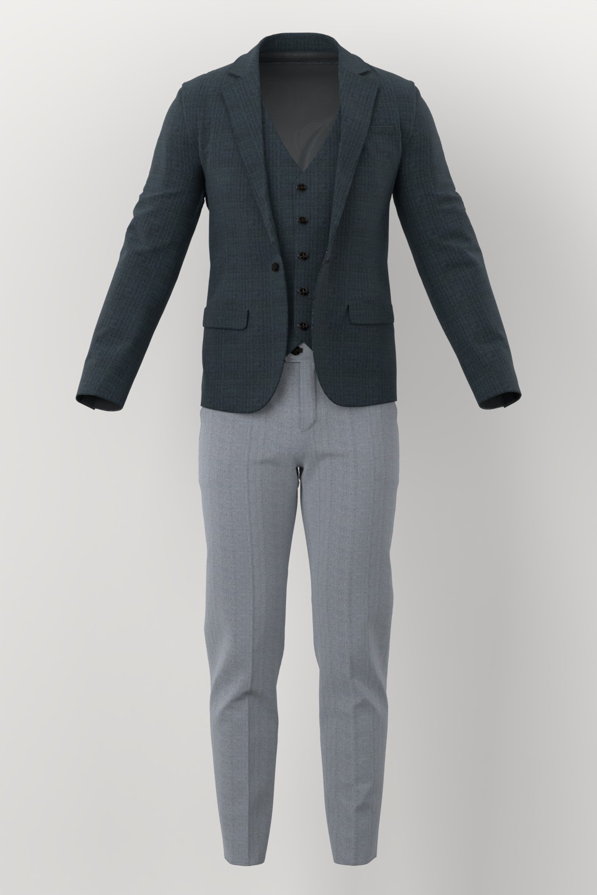 Marzotto Jacketing No. 27115 made up: three-piece suit