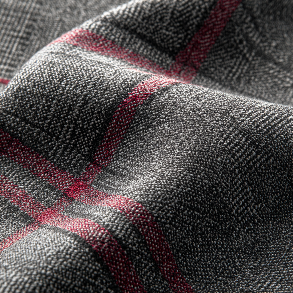 Glen Check Grey wool fabric swatch