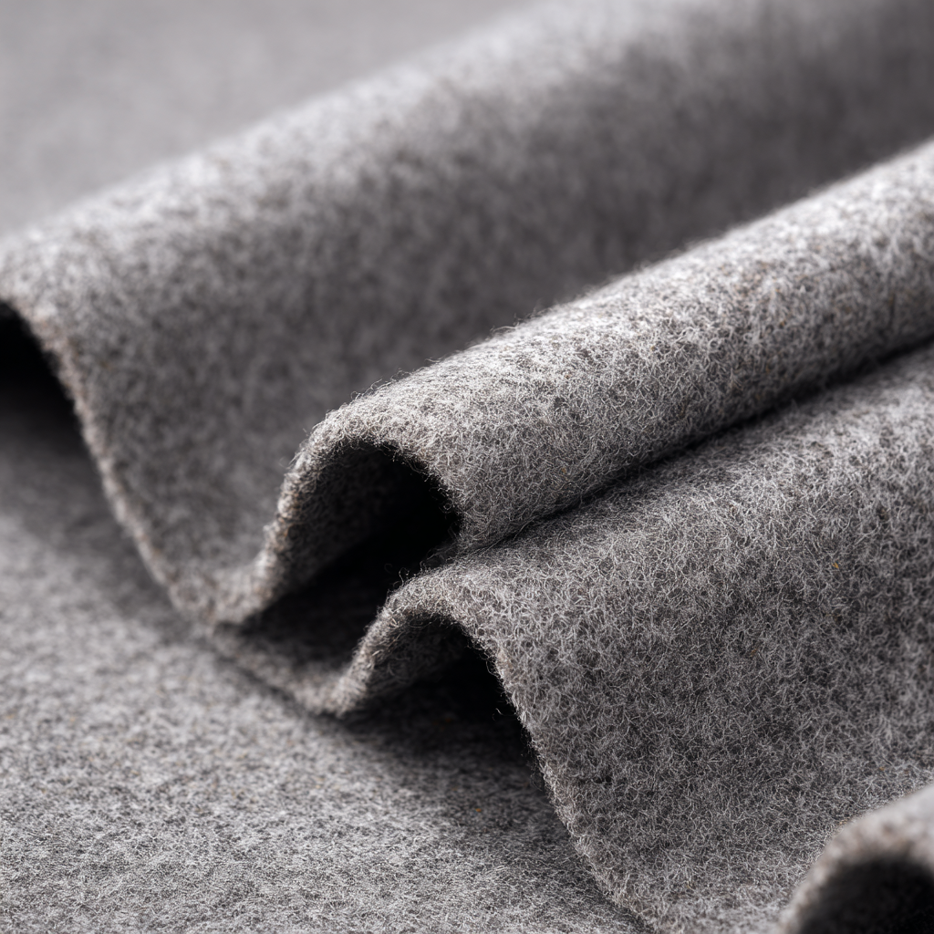 Grey Flannel wool fabric swatch