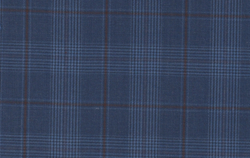 Sport Coats cloth 28838-160: MED. BLUE W/RUST CHECK